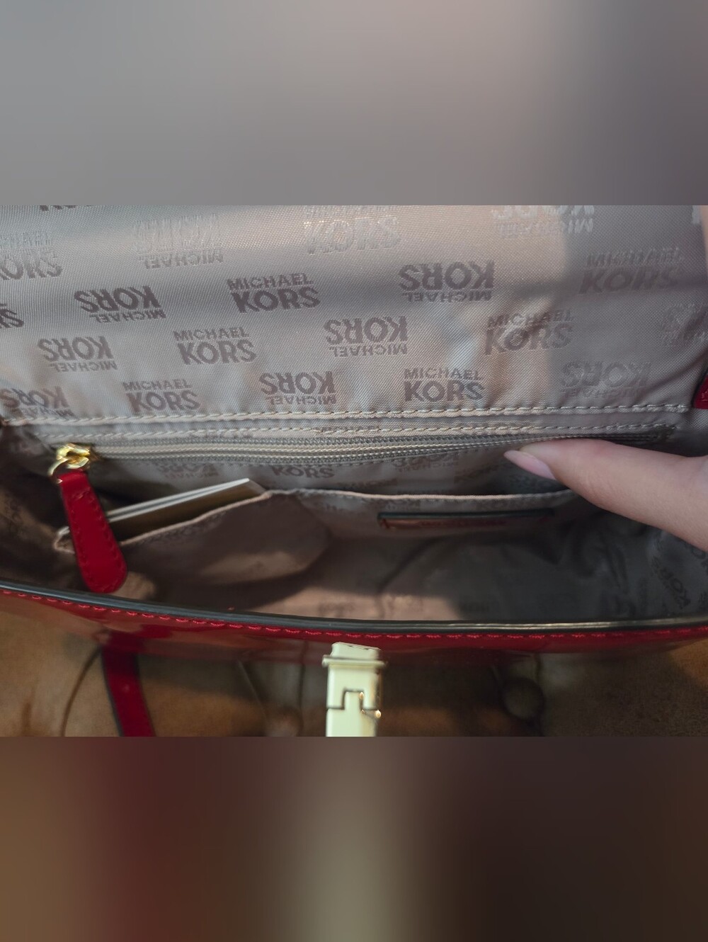 Michael Kors Callie Glossy Red Patent Leather Satchel - Picture 9 of 15